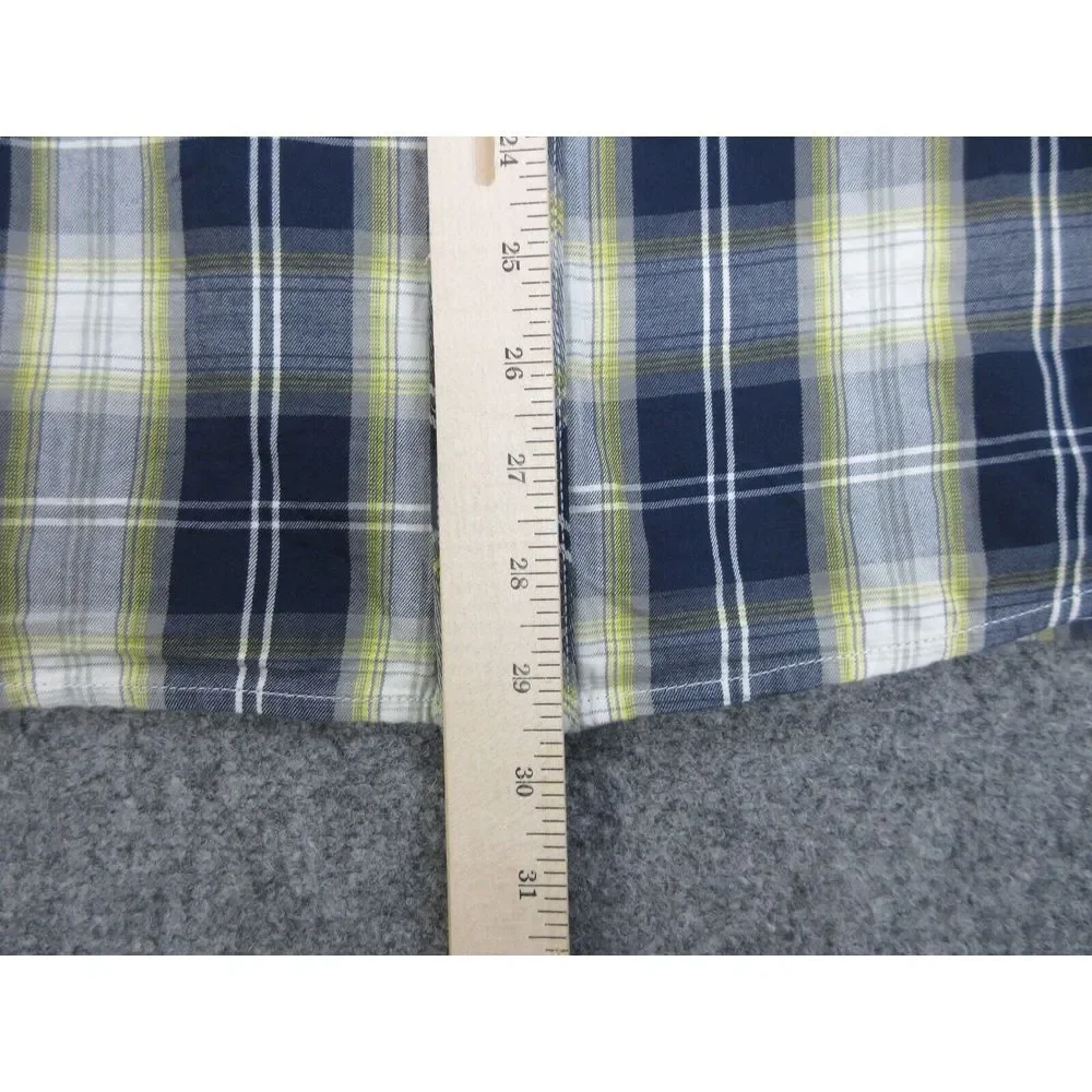 True Religion Shirt Mens Large‎ Blue Plaid Button Up Pearl Snap Western Cowboy